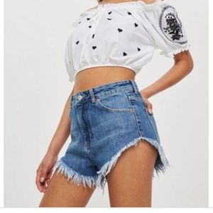 Topshop high waisted kiri fray shorts